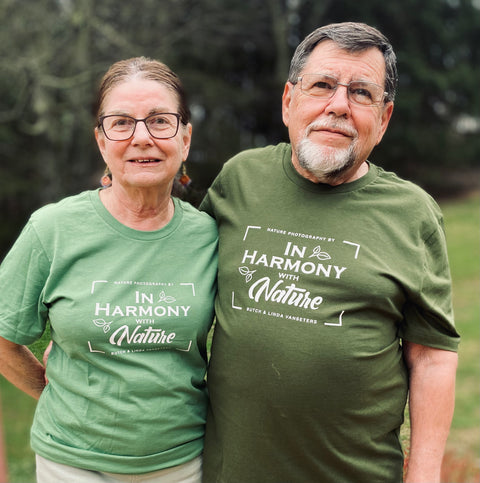 Couple wearing In Harmony with Nature T-shirsts