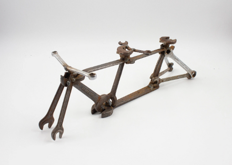 Metal Tandem Bike Art Made from Vintage Wrenches, Sculpture, #13