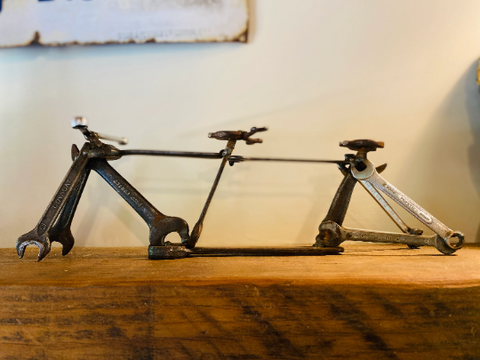 Metal Tandem Bike Art Made from Vintage Wrenches, Sculpture, #13