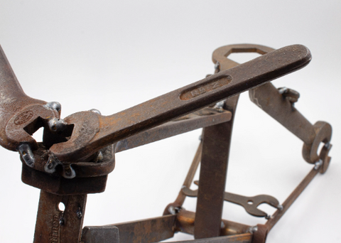 Up-cycled, Metal Bike Art Made from Vintage Wrenches, Sculpture #14
