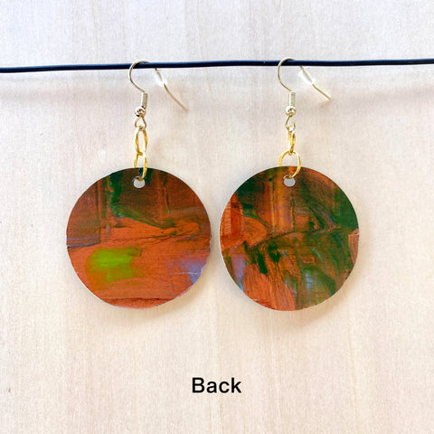 Wood Earrings #1 Hand Painted - Full Moon
