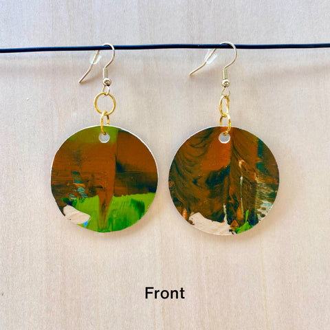 Wood Earrings #1 Hand Painted - Full Moon