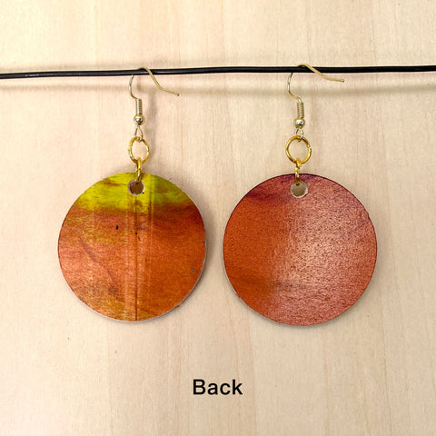 Wood Earrings #2 Hand Painted - Full Moon