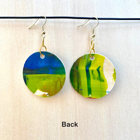 Wood Earrings #3 Hand Painted - Full Moon