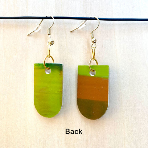 Wood Earrings #4 Hand Painted - Half Cylinder