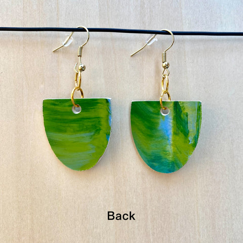 Wood Earrings #3 Hand Painted - Oblong Half Circle