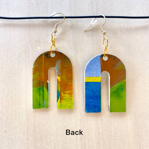 Wood Earrings #1 Hand Painted - Wishbone