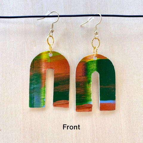 Wood Earrings #1 Hand Painted - Wishbone