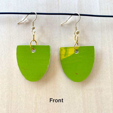 Wood Earrings #2 Hand Painted - Oblong Half Circle